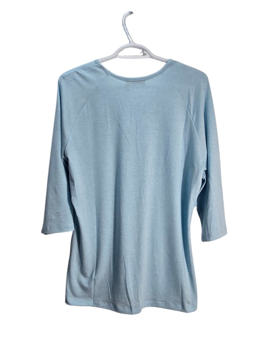 NWT | EADINVE Sky Blue 3/4 Raglan Sleeve V-Neck Casual Basic Tee | Medium - Picture 3 of 6